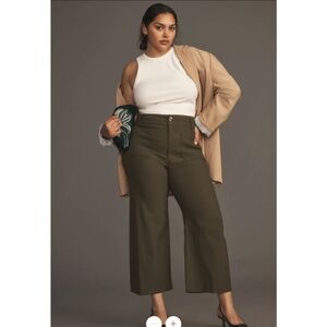 Maeve Colette Cropped Wide-Legged Pants - 31 PETITE - Holly Green
